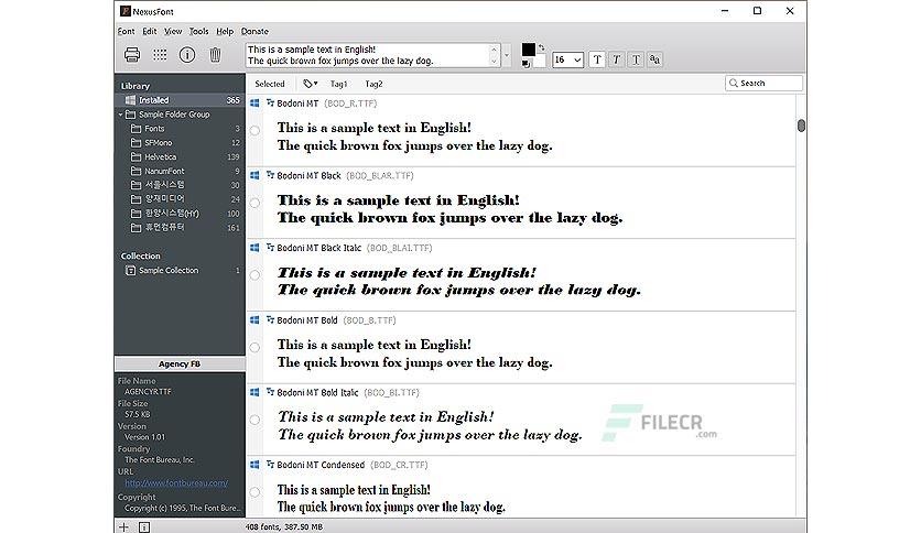 nexus font manager for windows 10