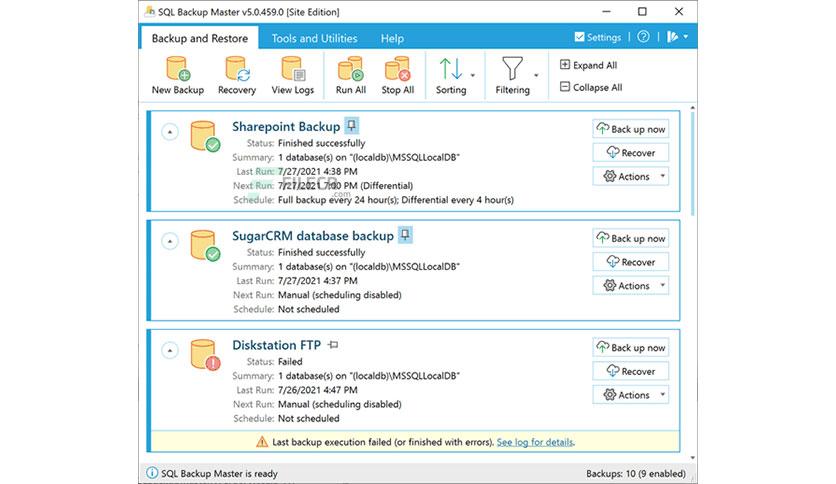 SQL Backup Master 8.0.995 Free Download - FileCR