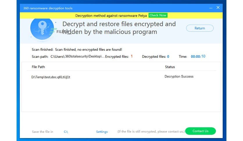 360 Ransomware Decryption Tool 1.0.0.1276 - FileCR