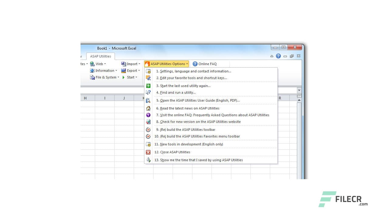 ASAP Utilities for Excel 9.0 Free Download FileCR