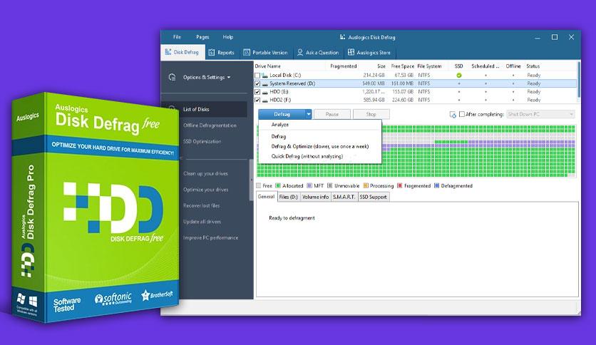 Auslogics Disk Defrag 12.1.0 Free Download - FileCR
