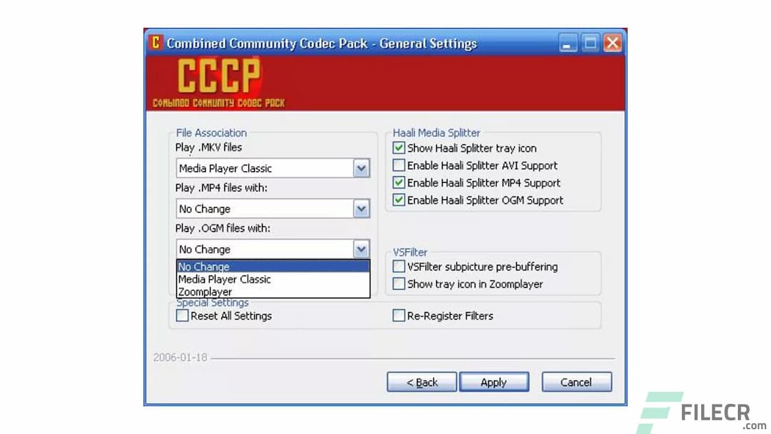Combined Community Codec Pack (CCCP) 2015-10-18 - FileCR