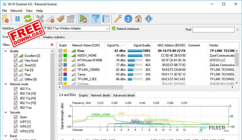 LizardSystems Wi-Fi Scanner 25.05 - FileCR