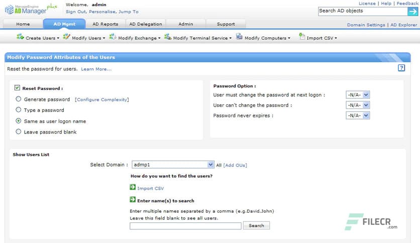 ManageEngine ADManager Plus 7.0.0 Build 7062 Professional - FileCR