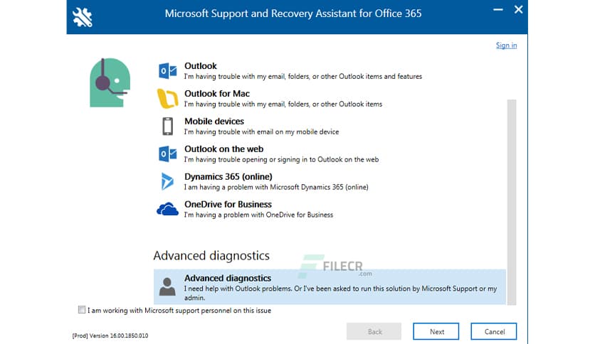 Microsoft Support and Recovery Assistant 17.01.3658.000 - FileCR