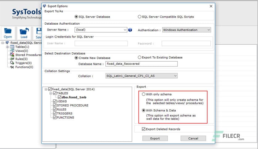 SysTools SQL Recovery 13.8 Free Download - FileCR