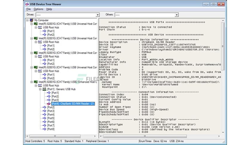 USB Device Tree Viewer 4.7.0 Free Download - FileCR