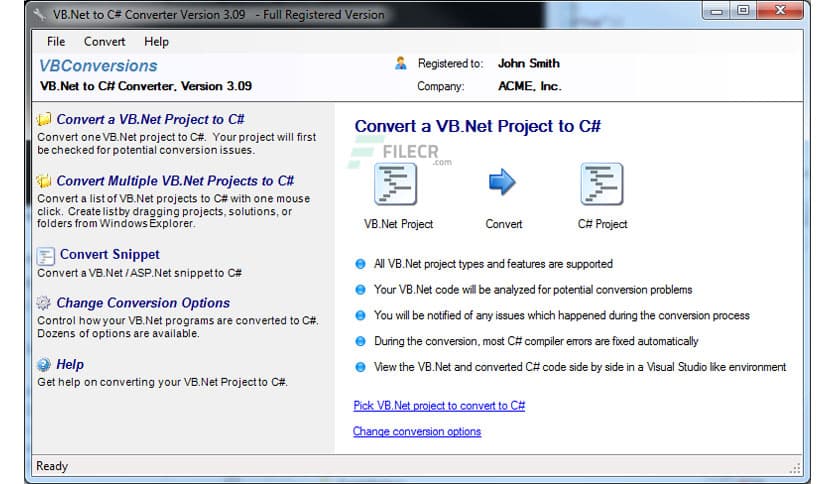 VB.Net to C Sharp Converter 5.08 Free Download - FileCR