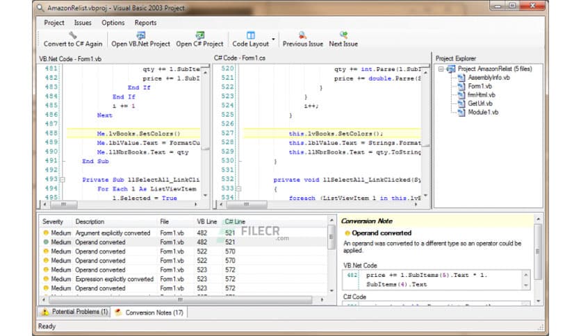 VB.Net to C Sharp Converter 5.08 Free Download - FileCR