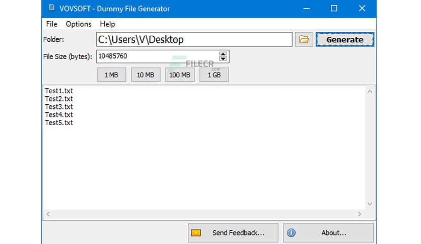 VovSoft Dummy File Generator 1.5 Free Download - FileCR