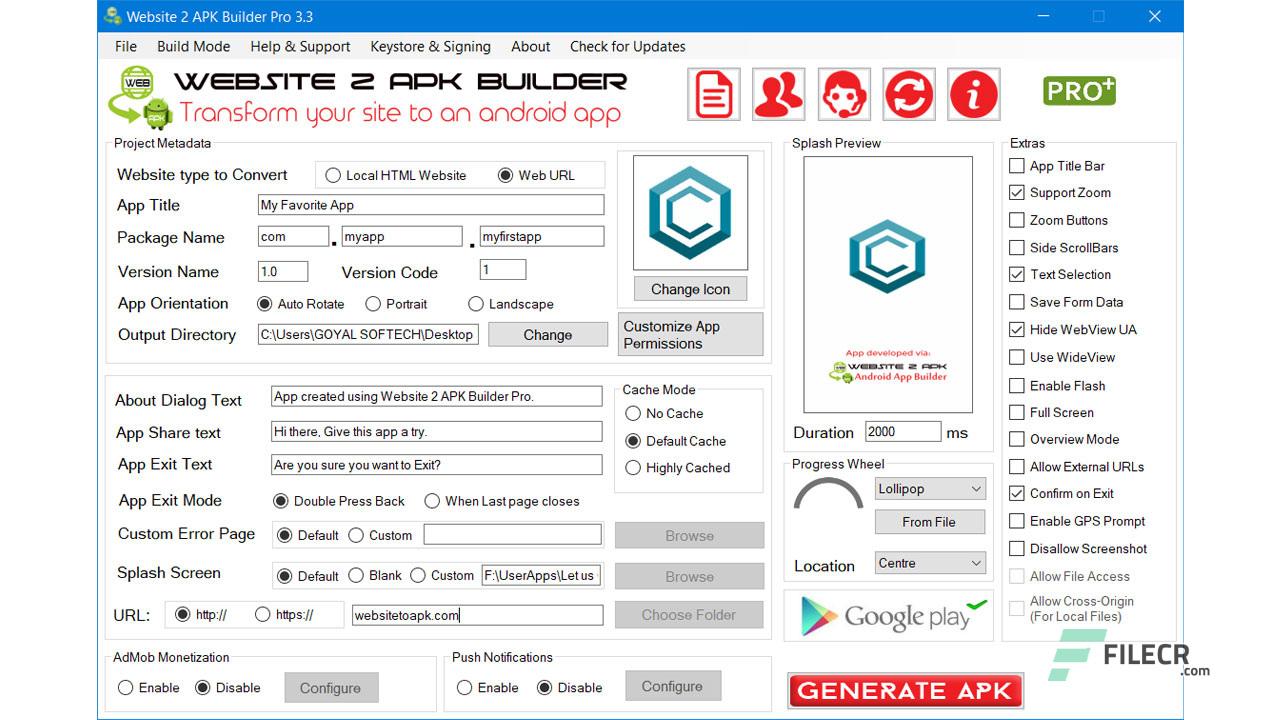 Website 2 APK Builder Pro 5.0 Free Download - FileCR