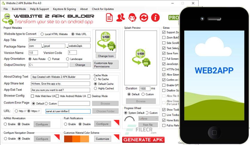 Website 2 APK Builder Pro 5.0 Free Download - FileCR