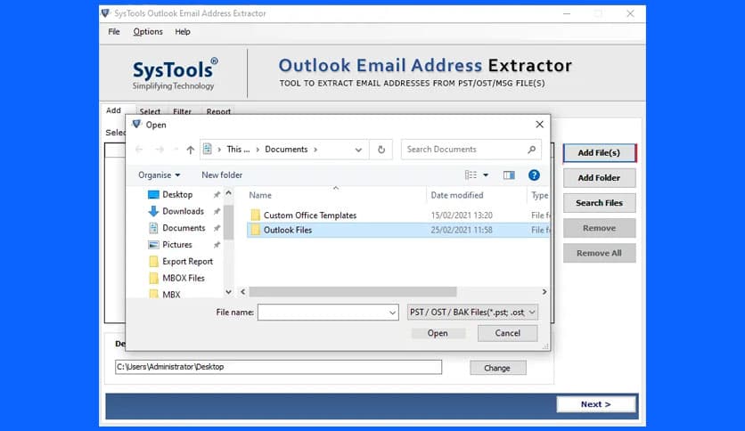 SysTools Outlook Email Address Extractor Download 2026 - FileCR